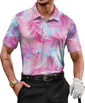 Men's Golf Polo Shirts Moisture Wicking Hawaiian Polos UPF 50  Dri Fit Performance Shirt (S-XXL)
