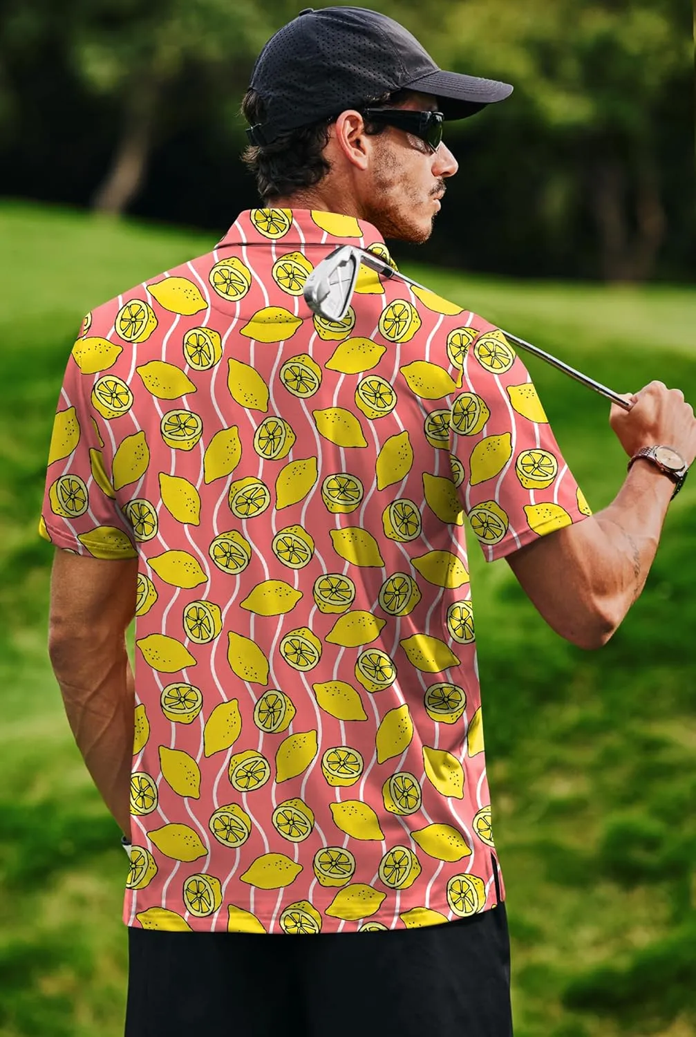 Men's Golf Polo Shirts Moisture Wicking Hawaiian Polos UPF 50  Dri Fit Performance Shirt (S-XXL)