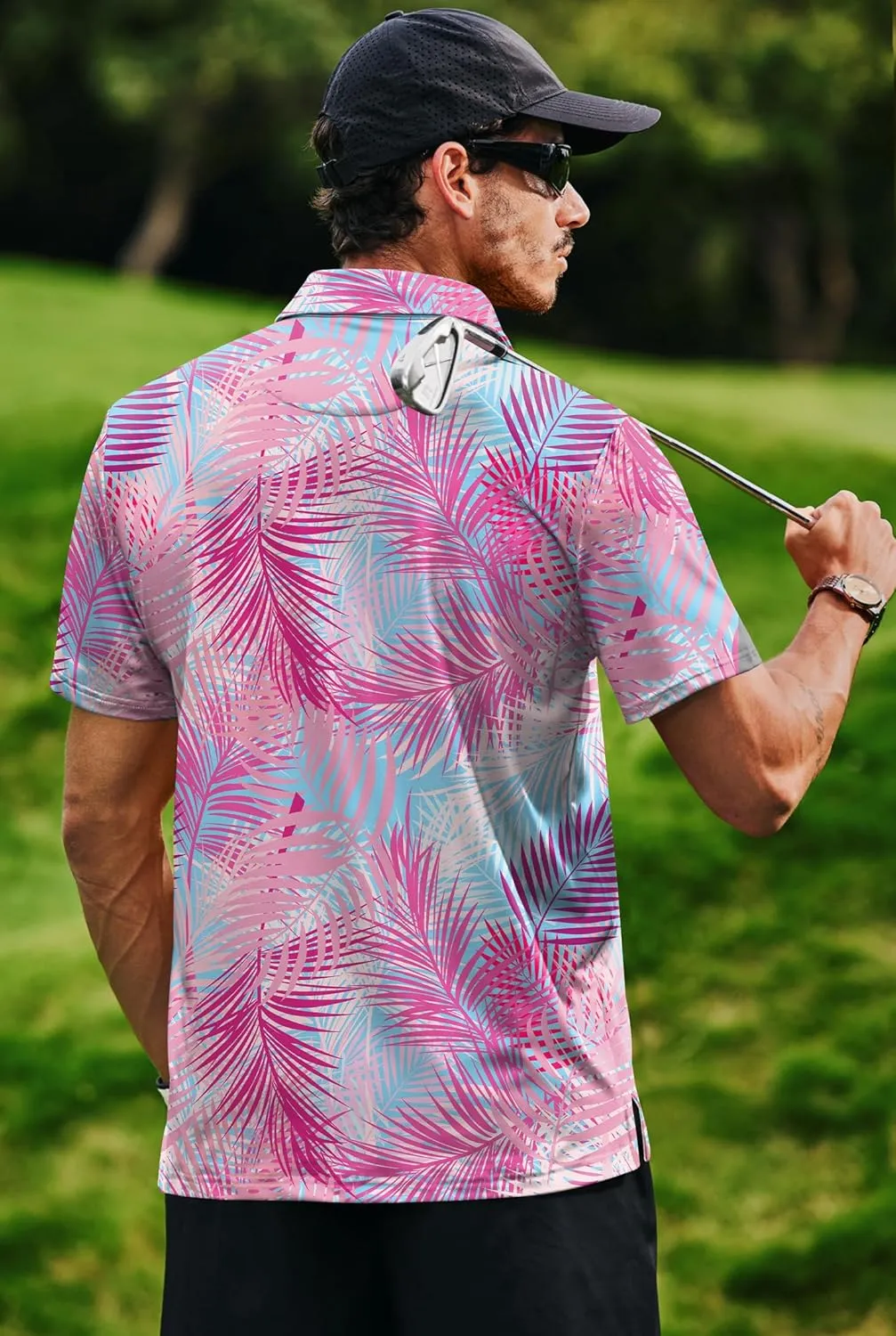 Men's Golf Polo Shirts Moisture Wicking Hawaiian Polos UPF 50  Dri Fit Performance Shirt (S-XXL)