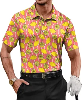 Men's Golf Polo Shirts Moisture Wicking Hawaiian Polos UPF 50  Dri Fit Performance Shirt (S-XXL)