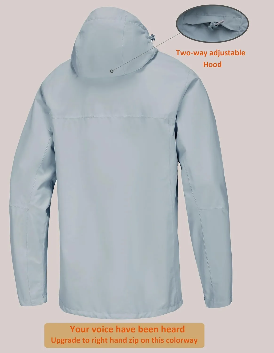 Mens Lightweight Hooded Waterproof Rain Jacket Breathable Raincoat Shell for Outdoor Mountain Hiking