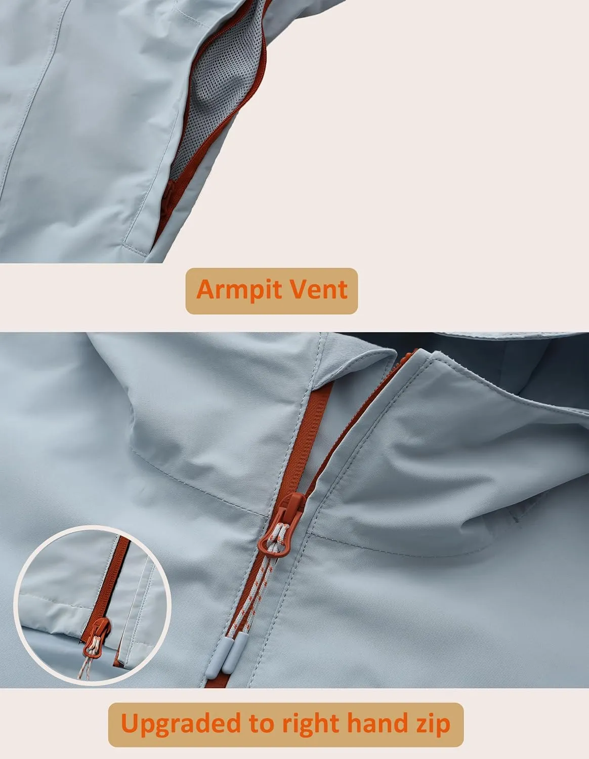 Mens Lightweight Hooded Waterproof Rain Jacket Breathable Raincoat Shell for Outdoor Mountain Hiking