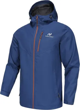 Mens Lightweight Hooded Waterproof Rain Jacket Breathable Raincoat Shell for Outdoor Mountain Hiking