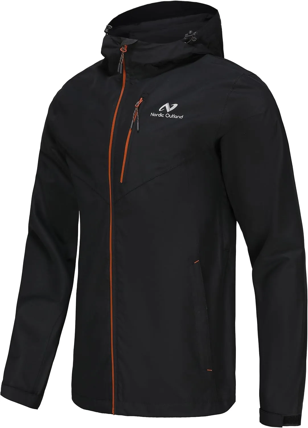 Mens Lightweight Hooded Waterproof Rain Jacket Breathable Raincoat Shell for Outdoor Mountain Hiking