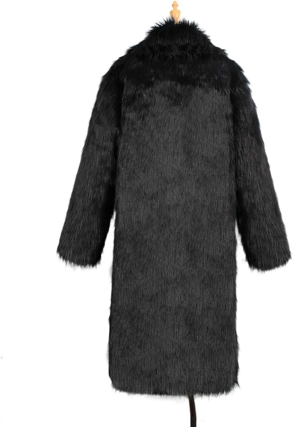 Men's Long Sleeve Fluffy Faux Fur Coat,Mens Winter Warm Faux Fur Overcoat,Long Thicken Soft Jacket Outerwear