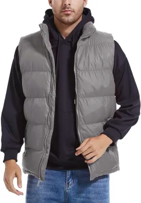 Men's Puffer Vest Outerwear Puffy Sleeveless Jacket Bubble Zipper Winter outdoor Warm Water-Resistant Size M to 3XL