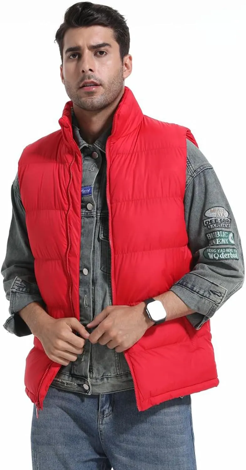 Men's Puffer Vest Outerwear Puffy Sleeveless Jacket Bubble Zipper Winter outdoor Warm Water-Resistant Size M to 3XL