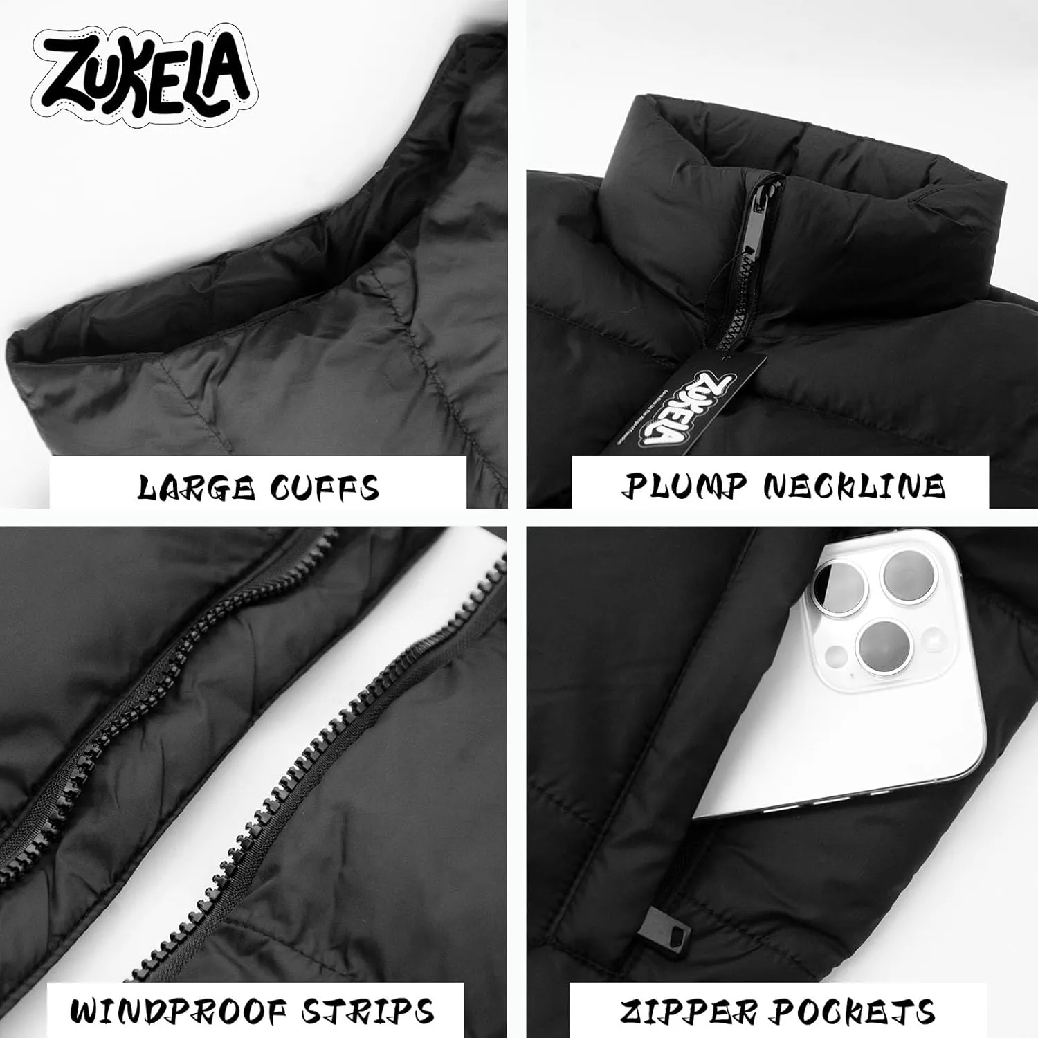 Men's Puffer Vest Outerwear Puffy Sleeveless Jacket Bubble Zipper Winter outdoor Warm Water-Resistant Size M to 3XL