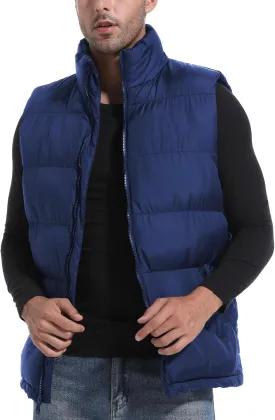 Men's Puffer Vest Outerwear Puffy Sleeveless Jacket Bubble Zipper Winter outdoor Warm Water-Resistant Size M to 3XL