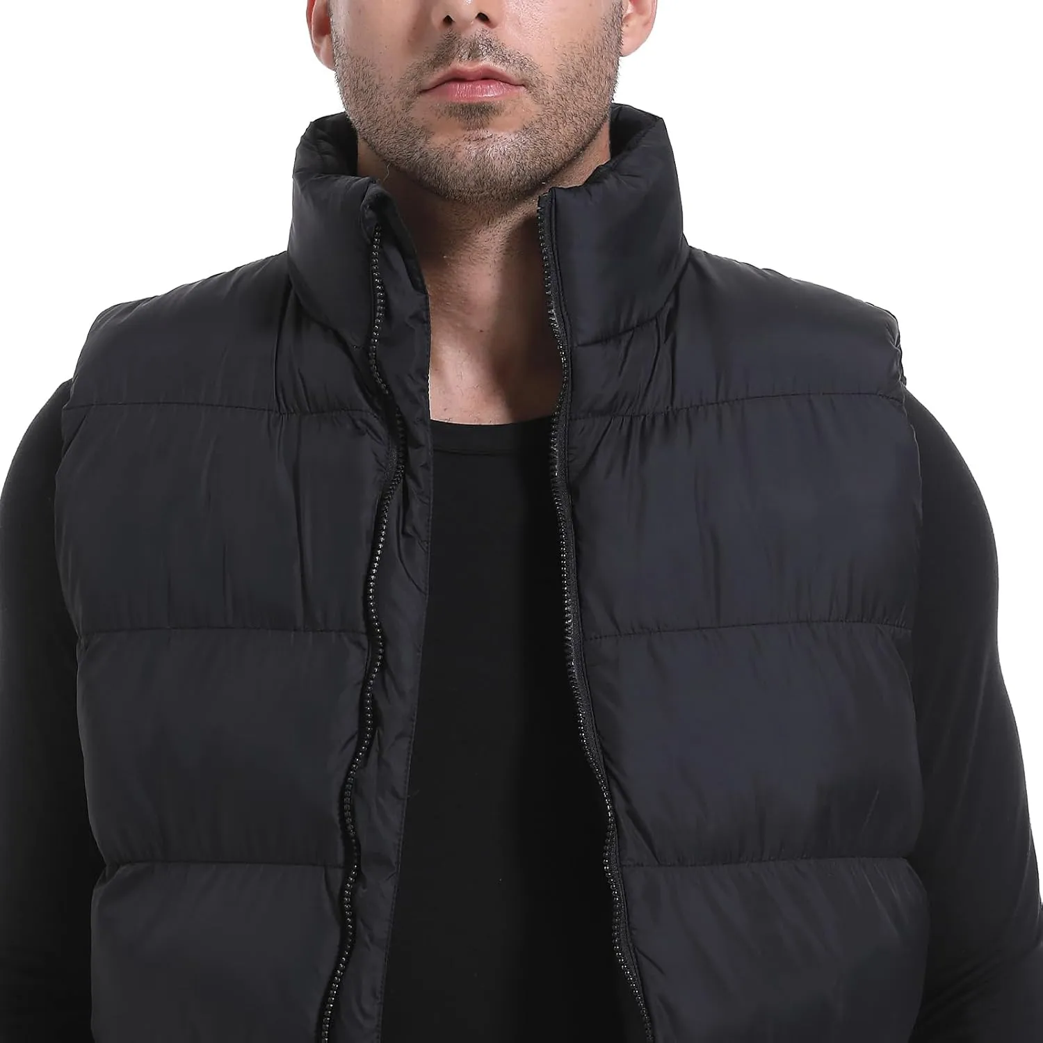 Men's Puffer Vest Outerwear Puffy Sleeveless Jacket Bubble Zipper Winter outdoor Warm Water-Resistant Size M to 3XL