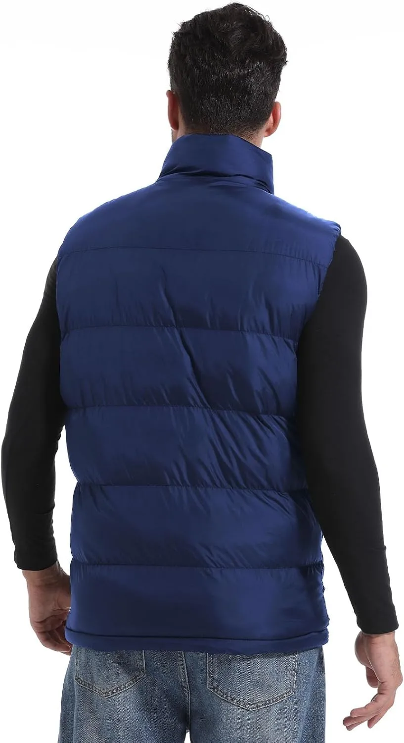 Men's Puffer Vest Outerwear Puffy Sleeveless Jacket Bubble Zipper Winter outdoor Warm Water-Resistant Size M to 3XL