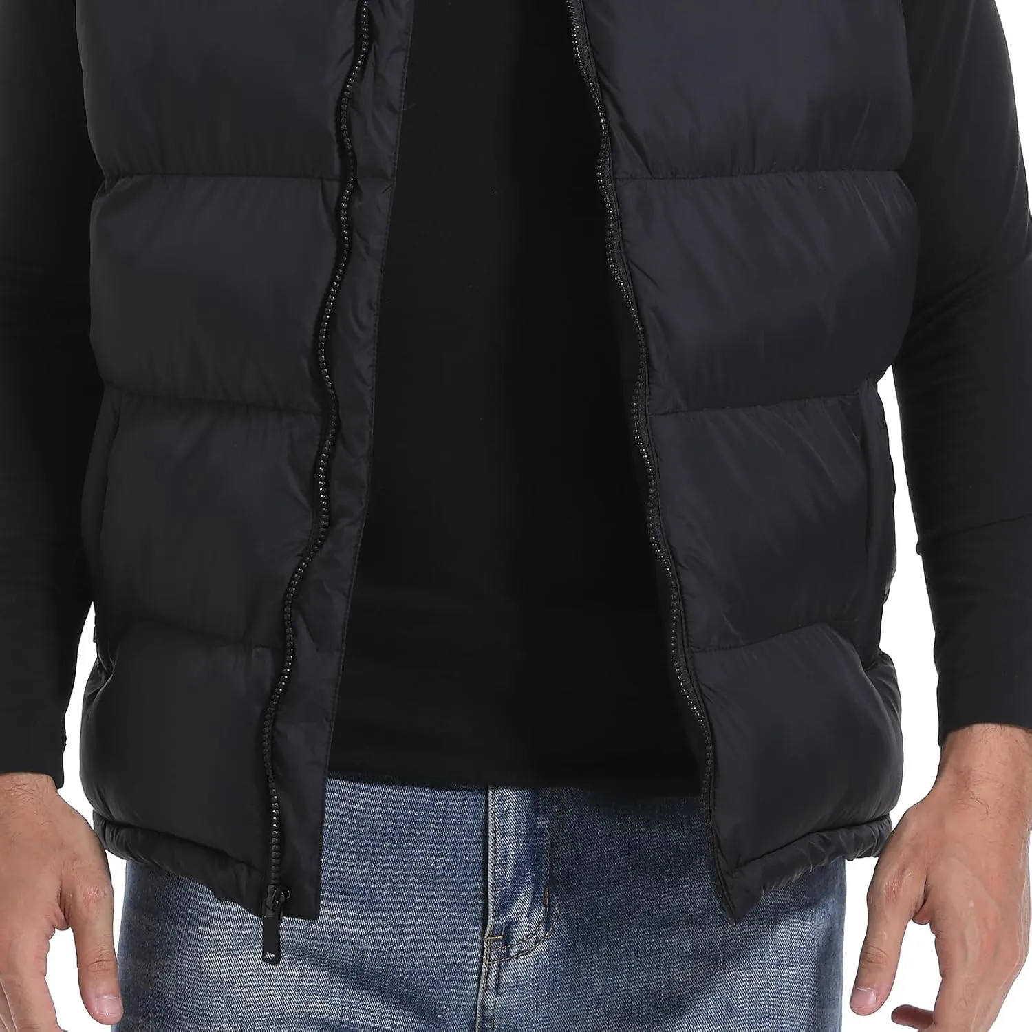 Men's Puffer Vest Outerwear Puffy Sleeveless Jacket Bubble Zipper Winter outdoor Warm Water-Resistant Size M to 3XL