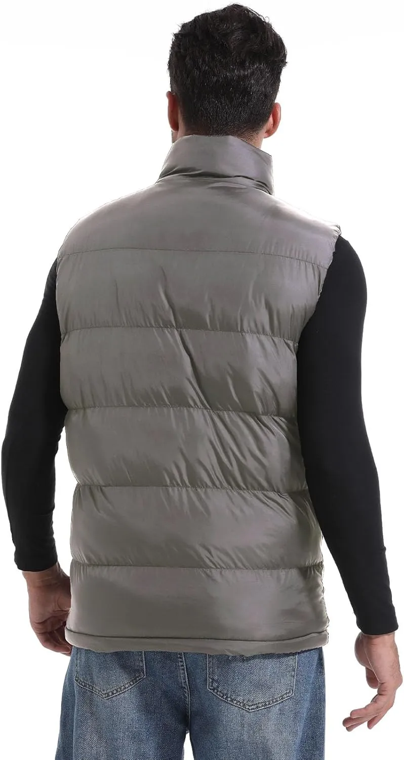 Men's Puffer Vest Outerwear Puffy Sleeveless Jacket Bubble Zipper Winter outdoor Warm Water-Resistant Size M to 3XL