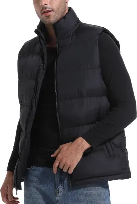 Men's Puffer Vest Outerwear Puffy Sleeveless Jacket Bubble Zipper Winter outdoor Warm Water-Resistant Size M to 3XL