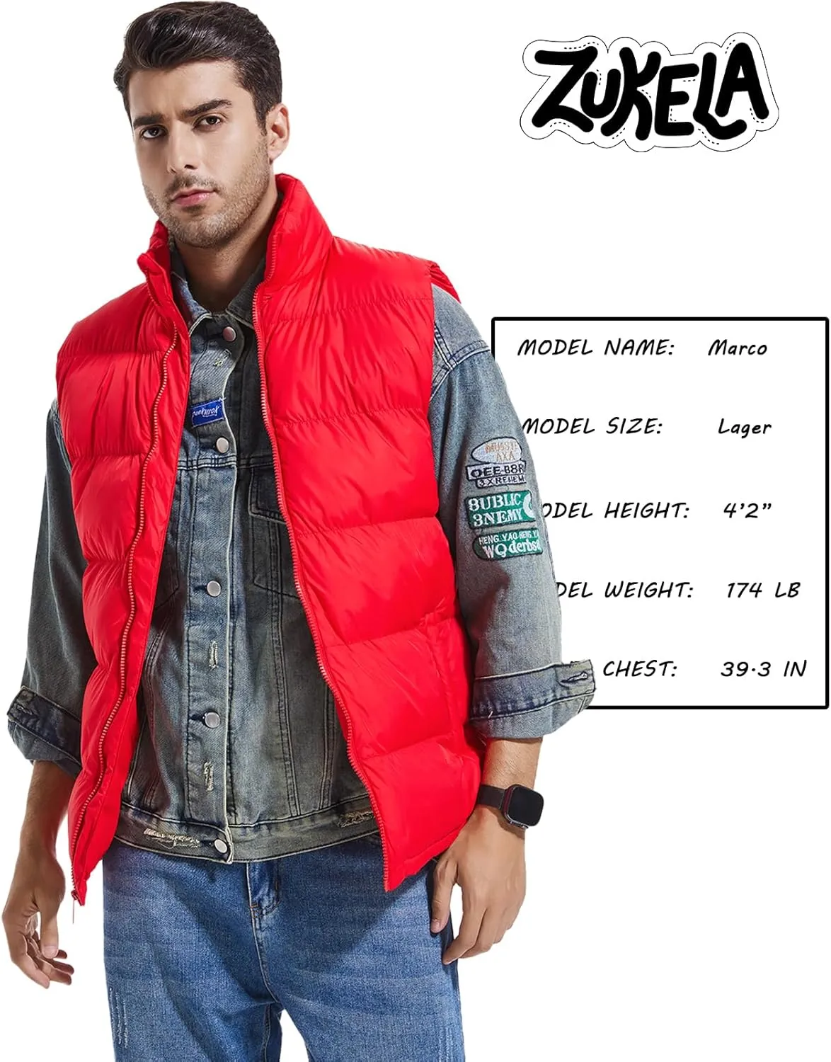 Men's Puffer Vest Outerwear Puffy Sleeveless Jacket Bubble Zipper Winter outdoor Warm Water-Resistant Size M to 3XL