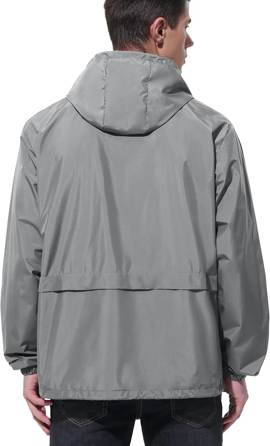 Mens Rain Jacket Raincoat Windbreaker Running Waterproof Lightweight Packable with Hood Travel Hiking Cycling