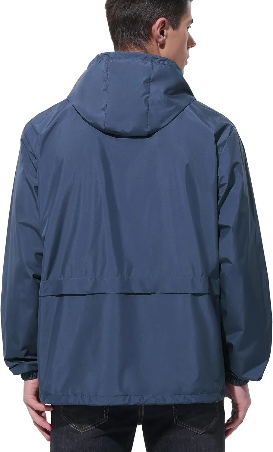 Mens Rain Jacket Raincoat Windbreaker Running Waterproof Lightweight Packable with Hood Travel Hiking Cycling
