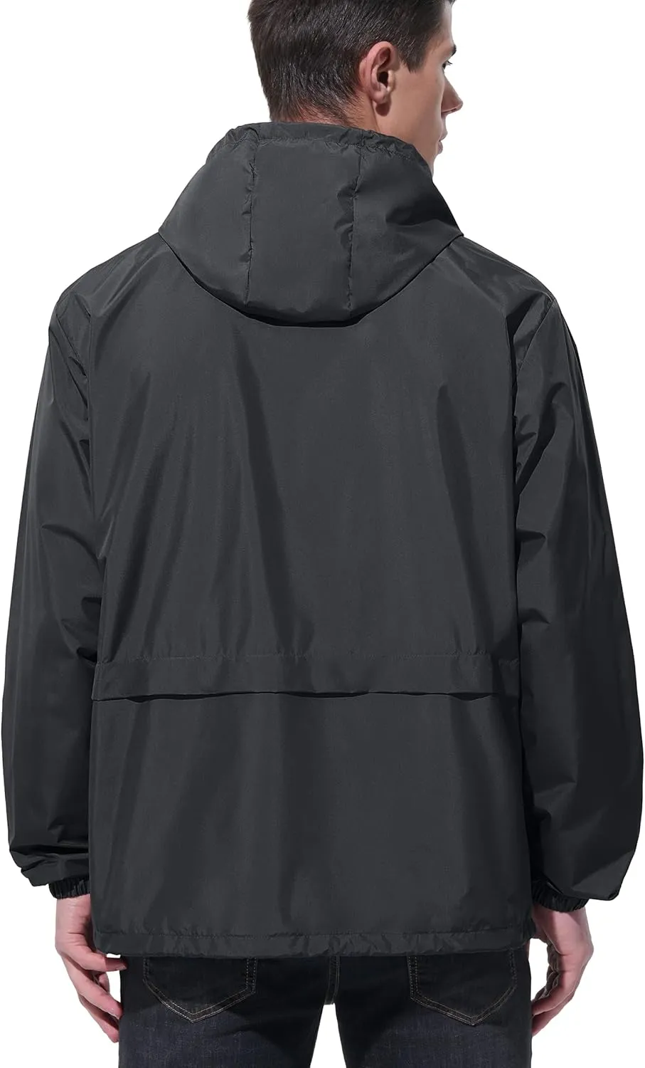 Mens Rain Jacket Raincoat Windbreaker Running Waterproof Lightweight Packable with Hood Travel Hiking Cycling