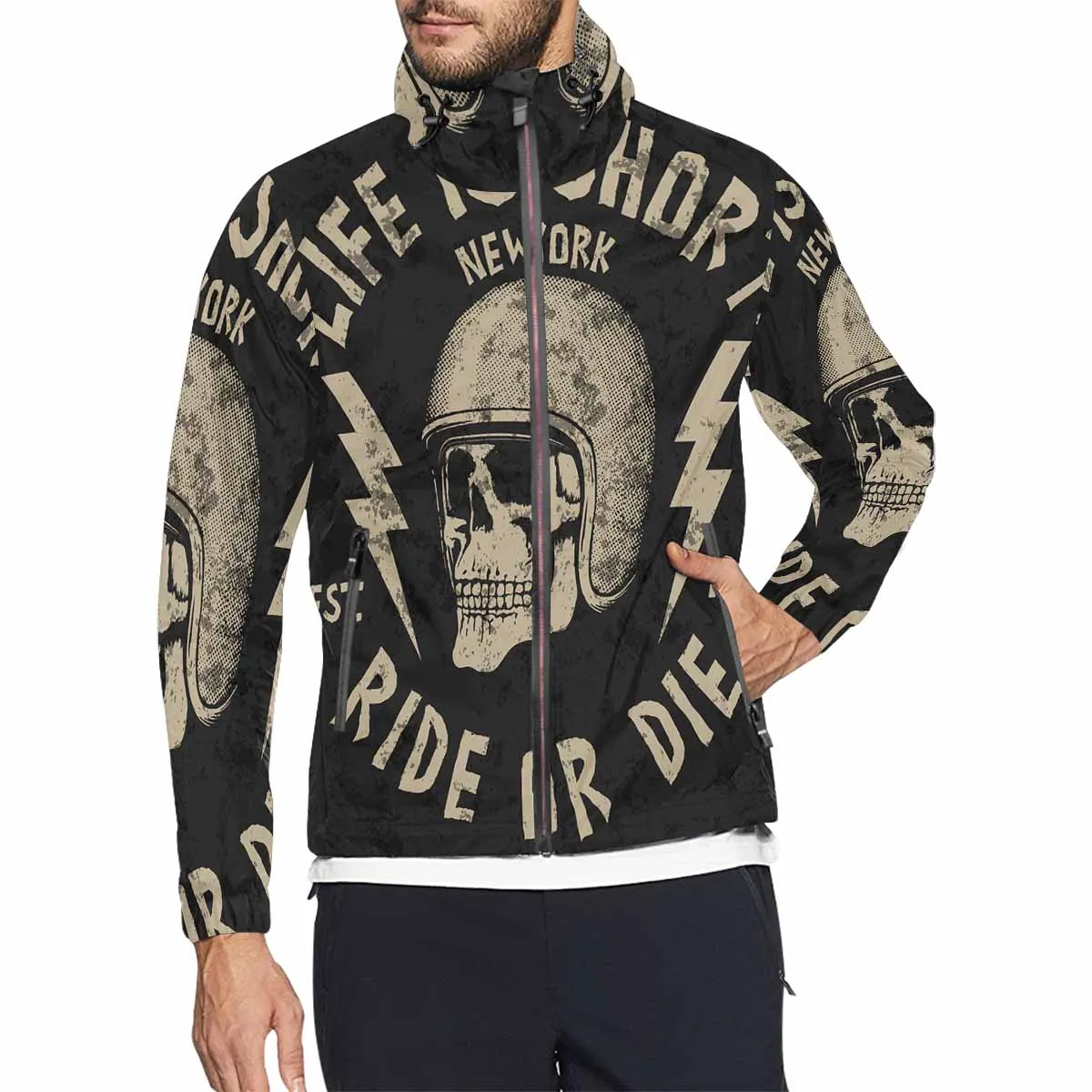 Men's Windbreaker printed 1976 life is short moto slogan