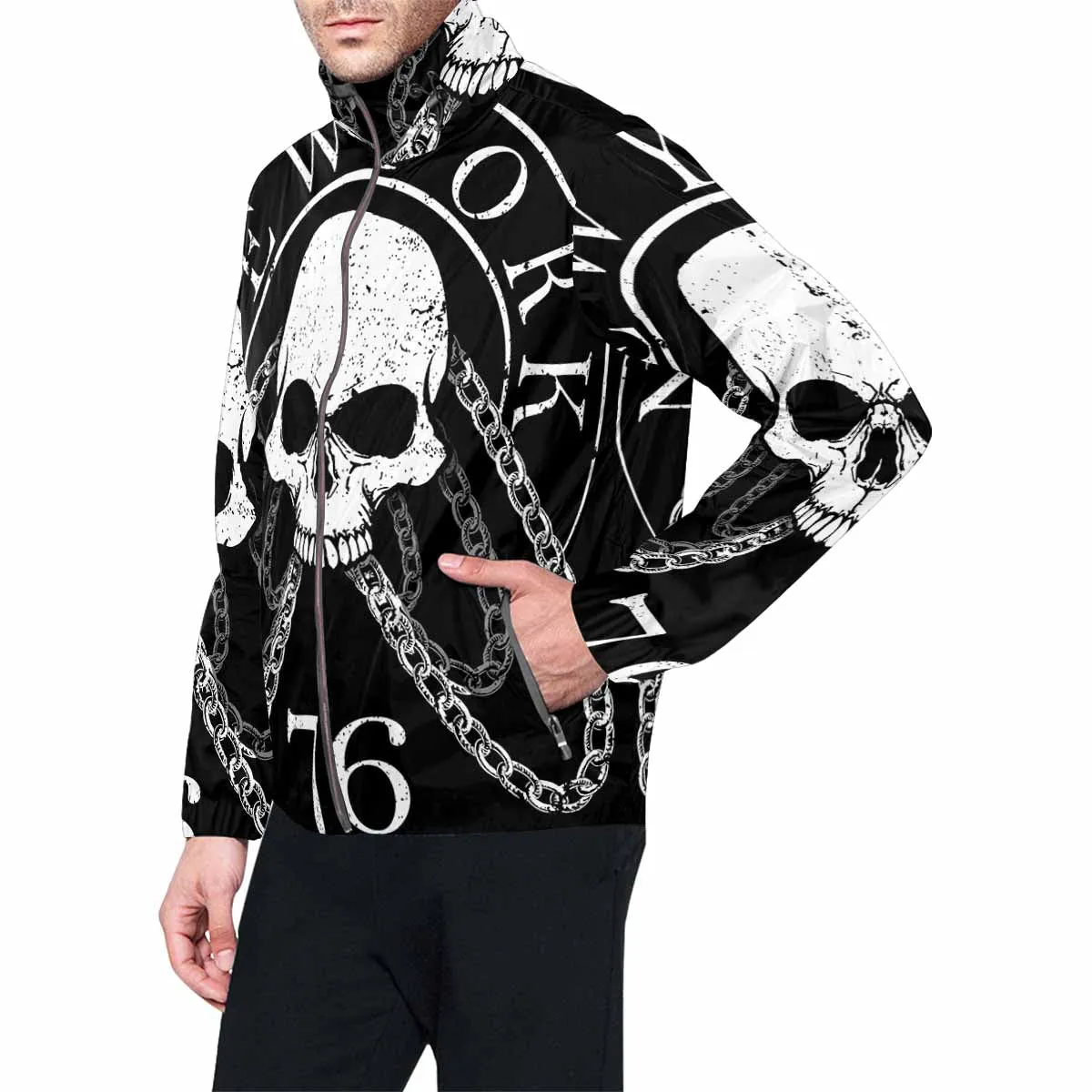 Men's Windbreaker printed motor club skull