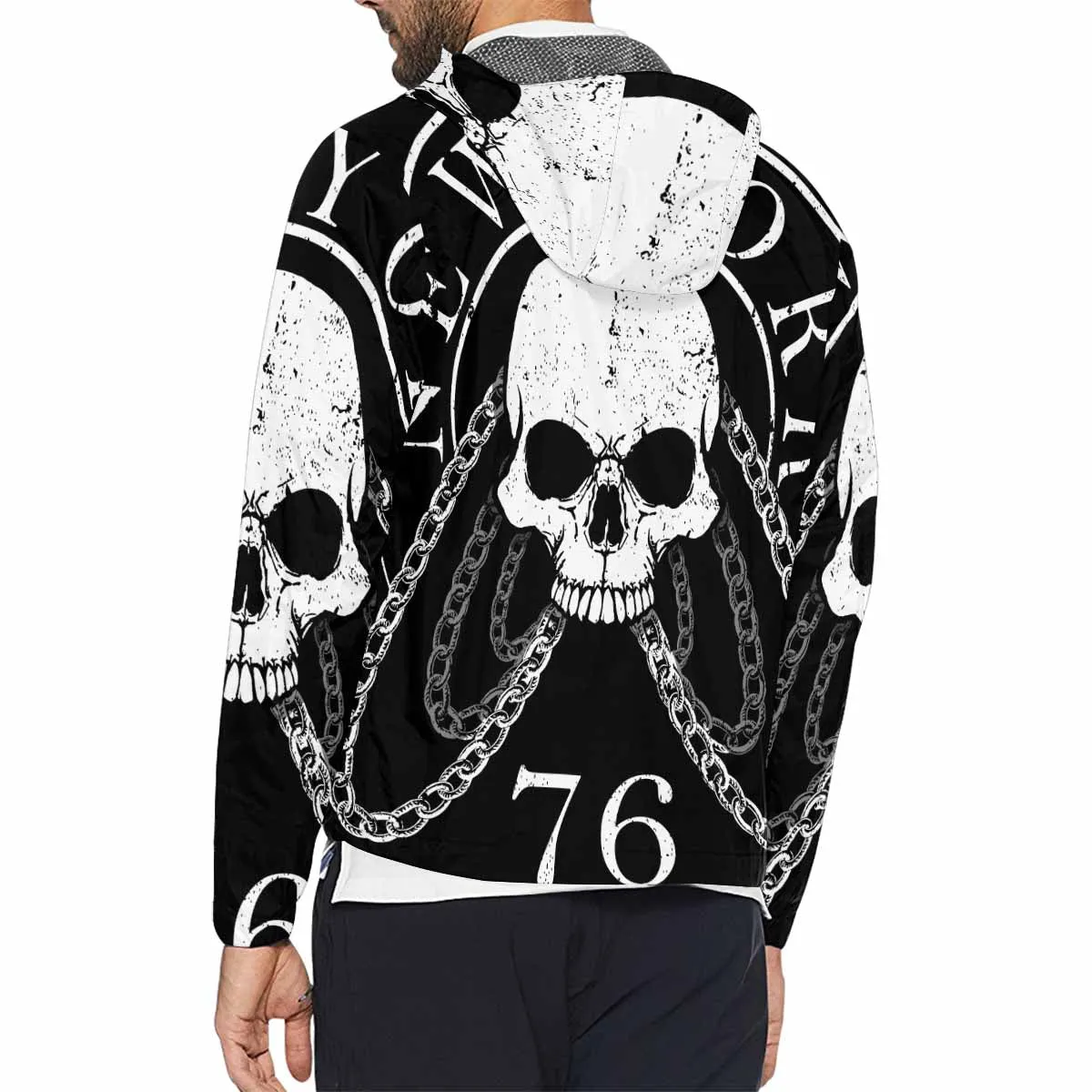 Men's Windbreaker printed motor club skull