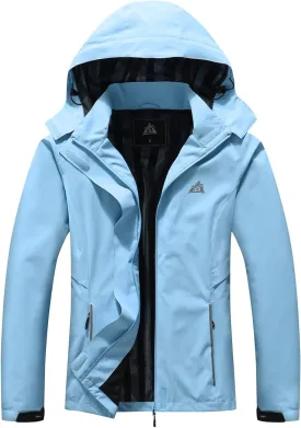 MOERDENG Women's Waterproof Rain Jacket Lightweight Raincoat Hooded Hiking Jacket Softshell Windbreaker