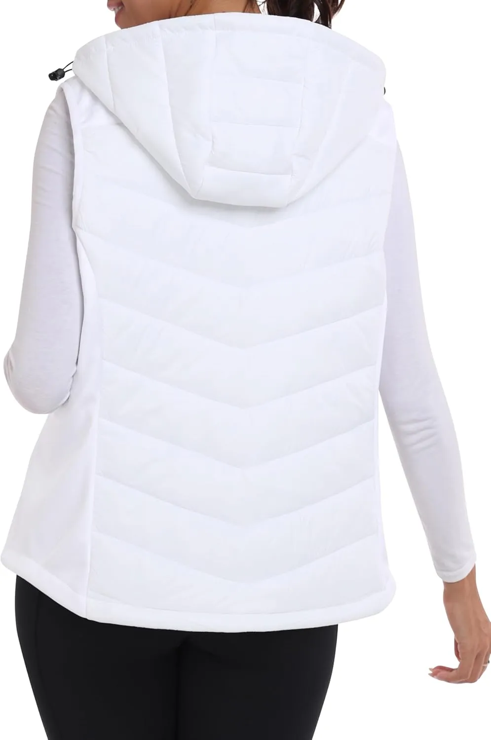 MoFiz Women's Puffer Vest Lightweight Hooded Warm Fleece Lined Hybrid Softshell Hiking Winter Sleeveless Zip Vest