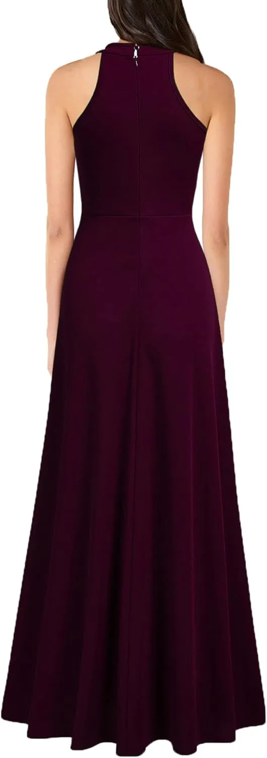 MUSHARE Women's Halter Neck Sexy Split Cocktail Party Maxi Long Formal Dress