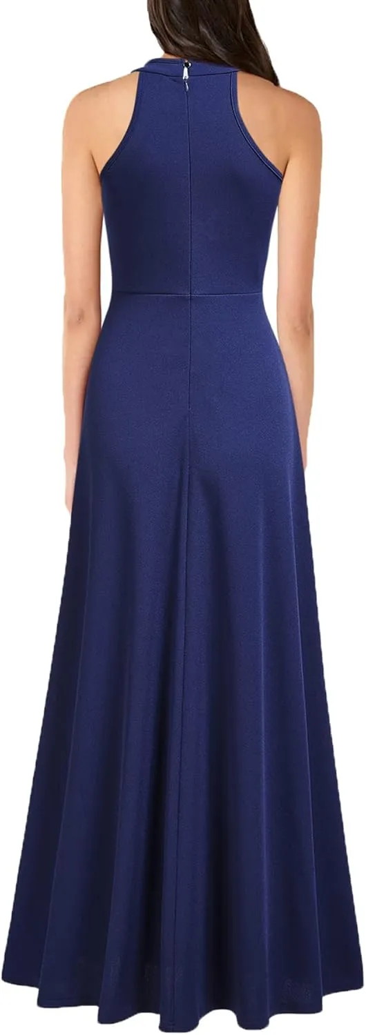 MUSHARE Women's Halter Neck Sexy Split Cocktail Party Maxi Long Formal Dress