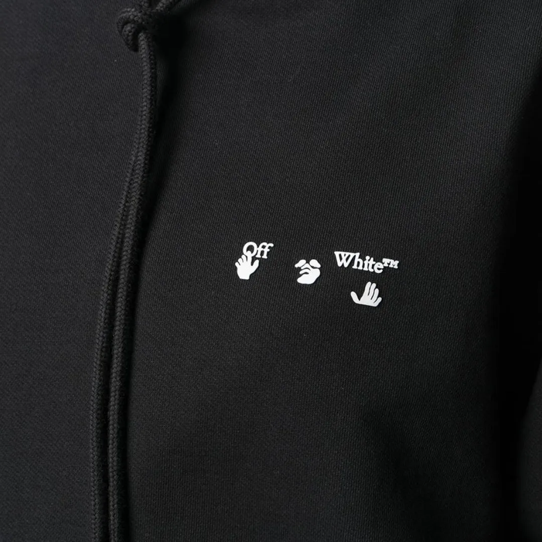 Off-White Regular Fit OW Logo Black Hoodie