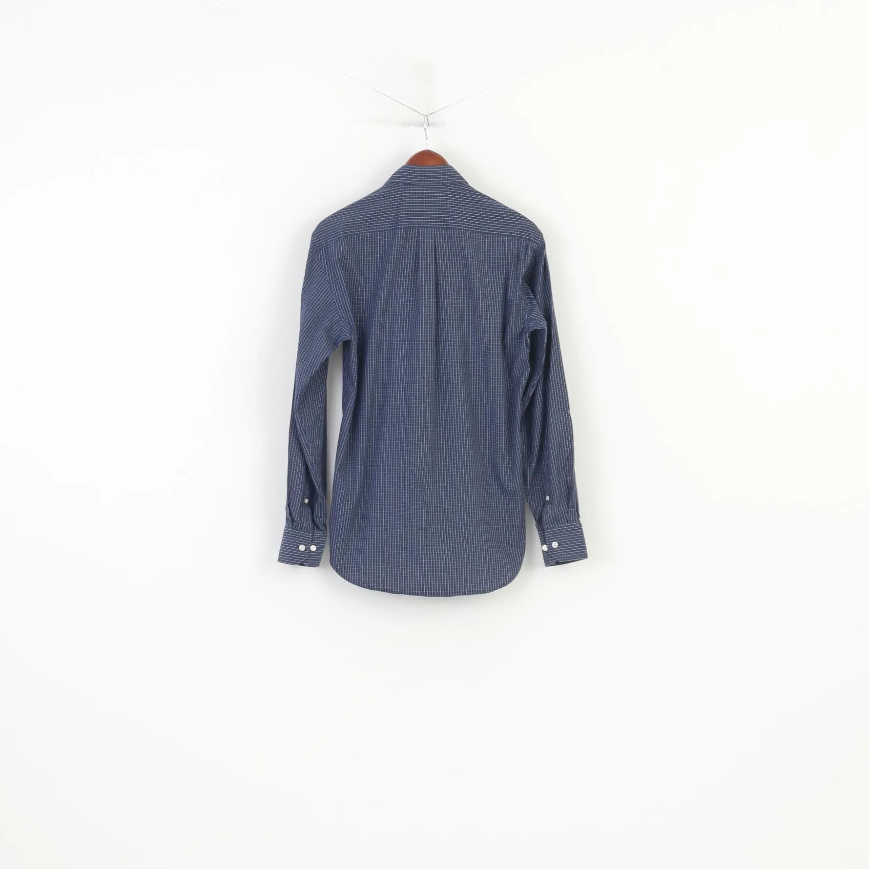 Peak Performance Men S Casual Shirt Blue Cotton Checkered  Nature Long Sleeve Top