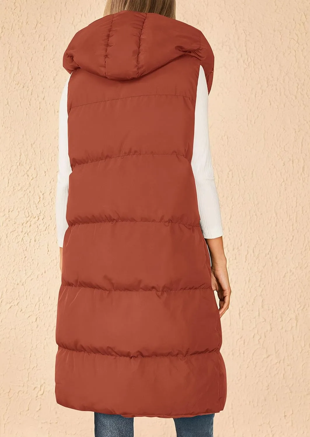 PRETTYGARDEN Womens Long Puffer Vest Fall Winter Trendy Zip Up Sleeveless Coat Down Jacket Quilted Hooded Warm Outerwear