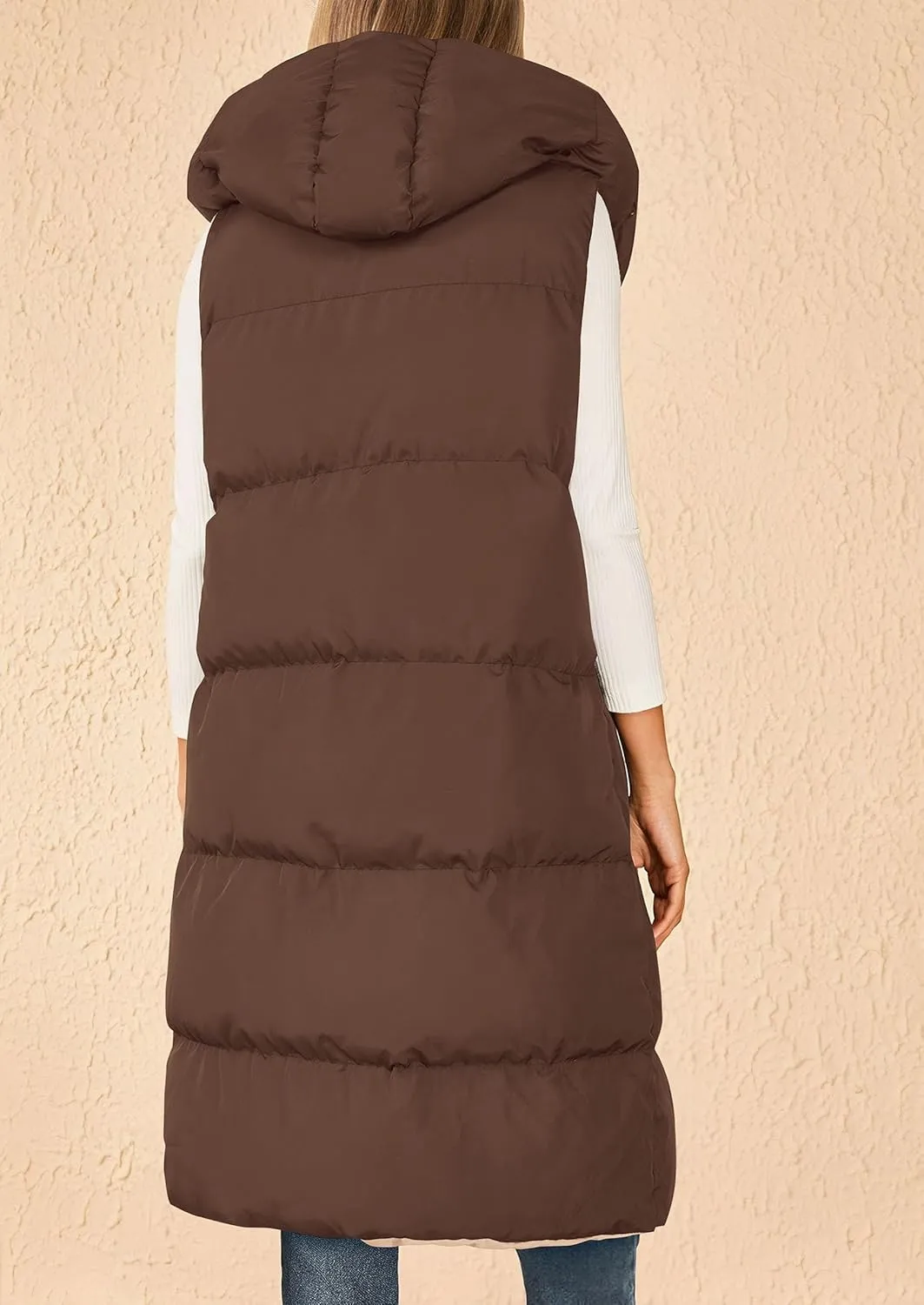 PRETTYGARDEN Womens Long Puffer Vest Fall Winter Trendy Zip Up Sleeveless Coat Down Jacket Quilted Hooded Warm Outerwear