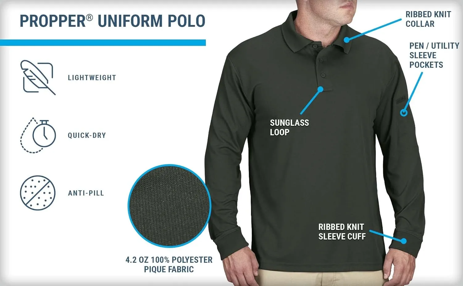 Propper Men's Uniform Polo-Long Sleeve