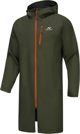 Rain Jacket Men,Waterproof Breathable Long Raincoat with Hood Mesh Lining,Windbreaker for outdoor activities