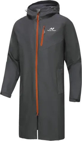 Rain Jacket Men,Waterproof Breathable Long Raincoat with Hood Mesh Lining,Windbreaker for outdoor activities