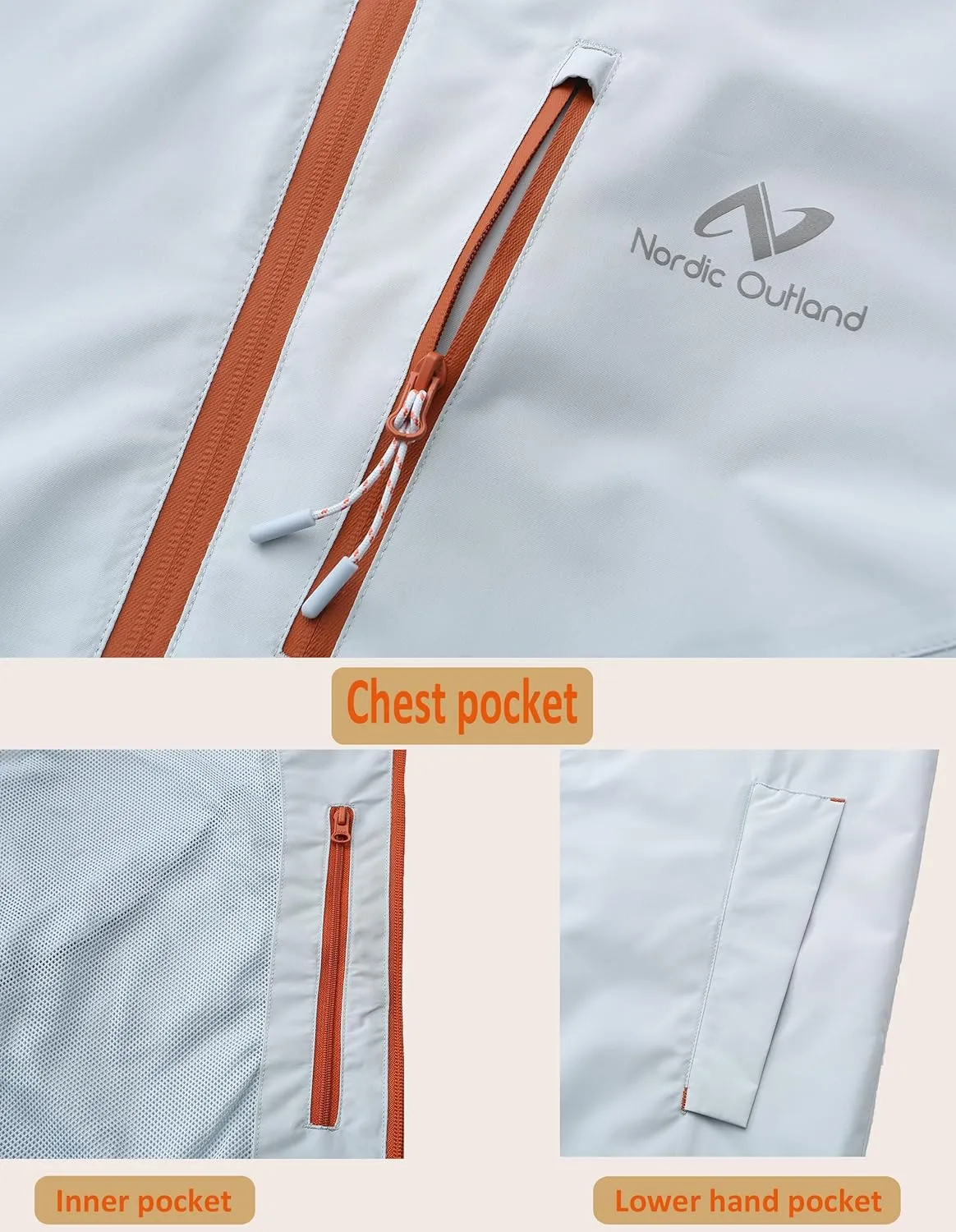 Rain Jacket Men,Waterproof Breathable Long Raincoat with Hood Mesh Lining,Windbreaker for outdoor activities