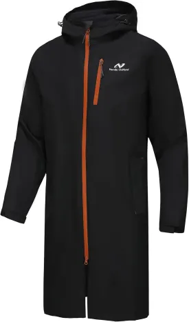 Rain Jacket Men,Waterproof Breathable Long Raincoat with Hood Mesh Lining,Windbreaker for outdoor activities
