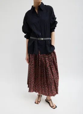 Recycled Sporty Nylon Cheetah Pleated Pull On Skirt