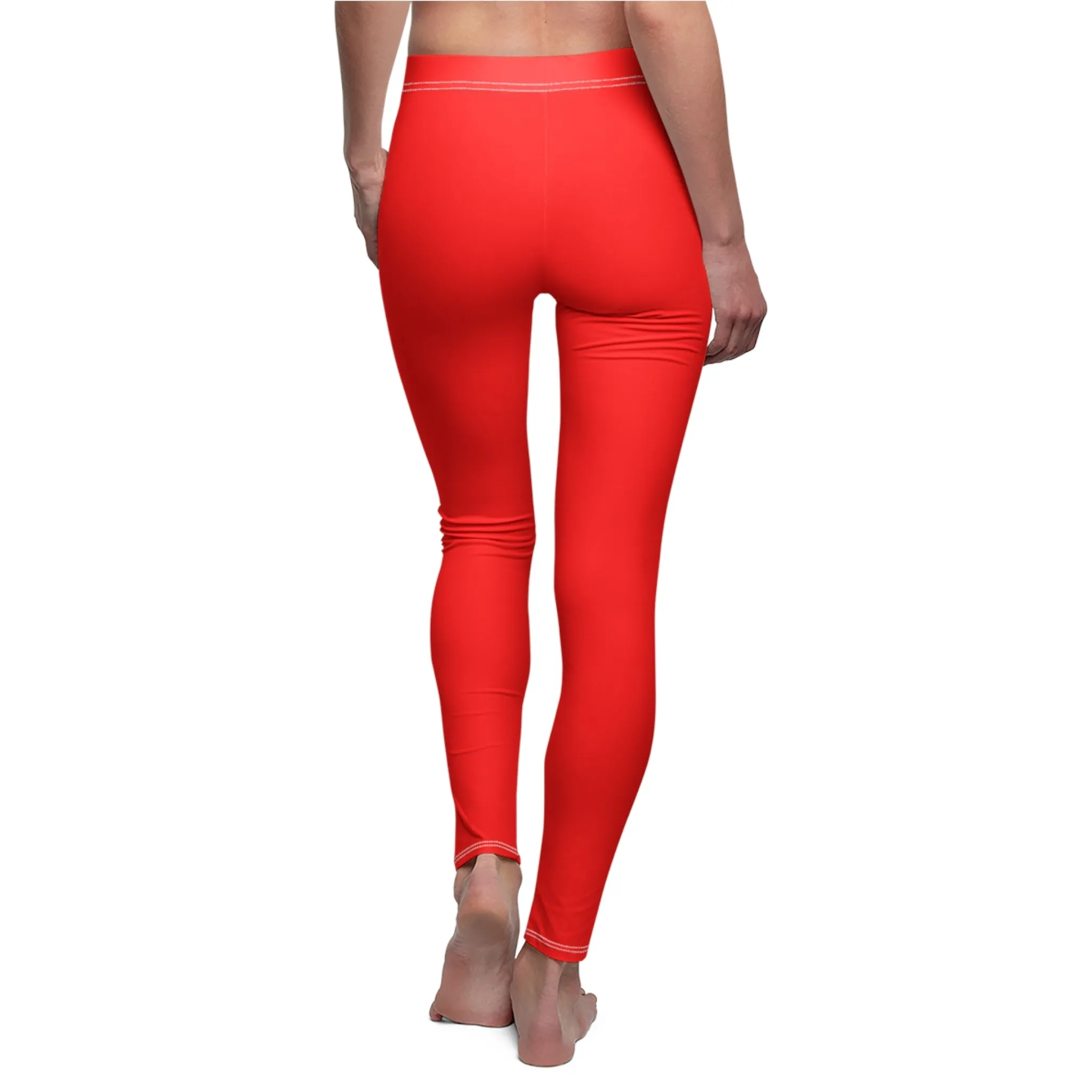 Red Casual Leggings
