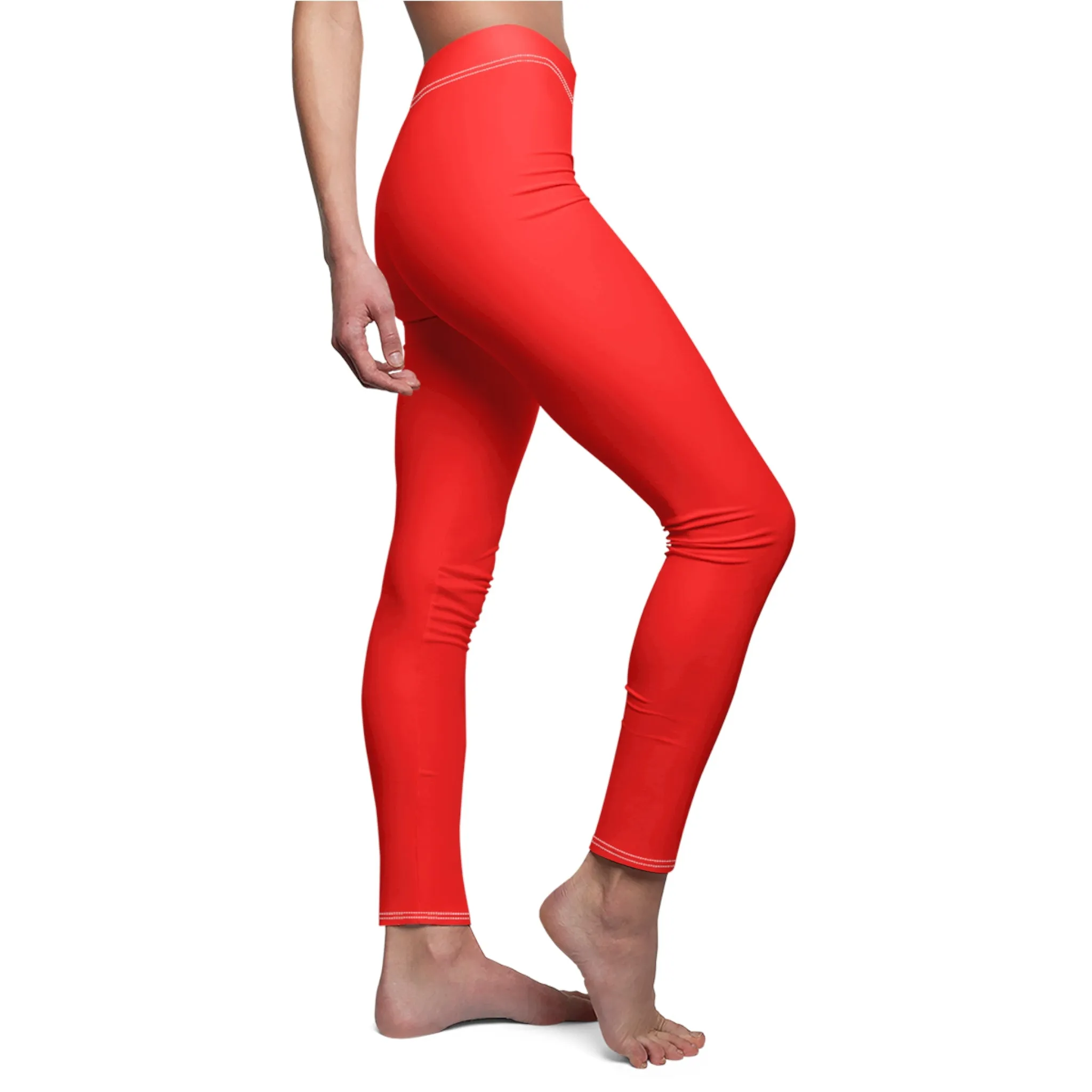 Red Casual Leggings