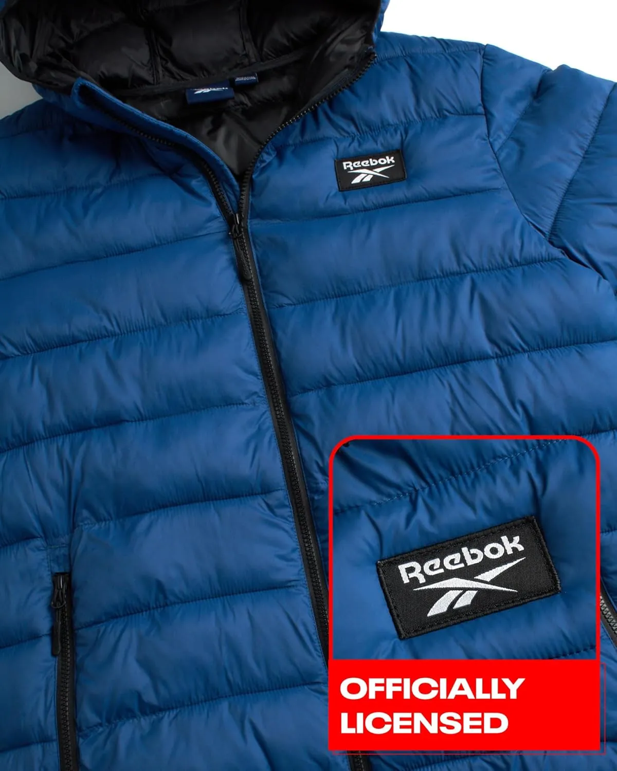 Reebok Men's Jacket  Lightweight Hooded Quilted Puffer Coat  Warm Insulated Winter Jacket for Men (S-4X)