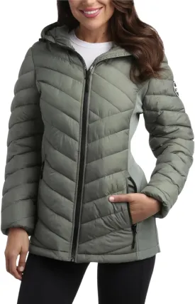 Reebok Women's Jacket - Lightweight Quilted Puffer Parka Coat with Flex Stretch Panels  Casual Jacket for Women (S-XL)