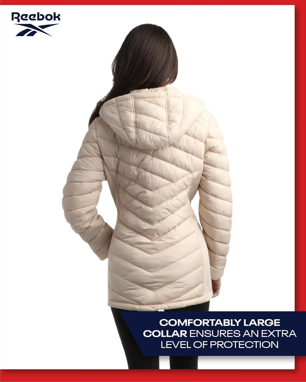 Reebok Women's Jacket - Lightweight Quilted Puffer Parka Coat with Flex Stretch Panels  Casual Jacket for Women (S-XL)