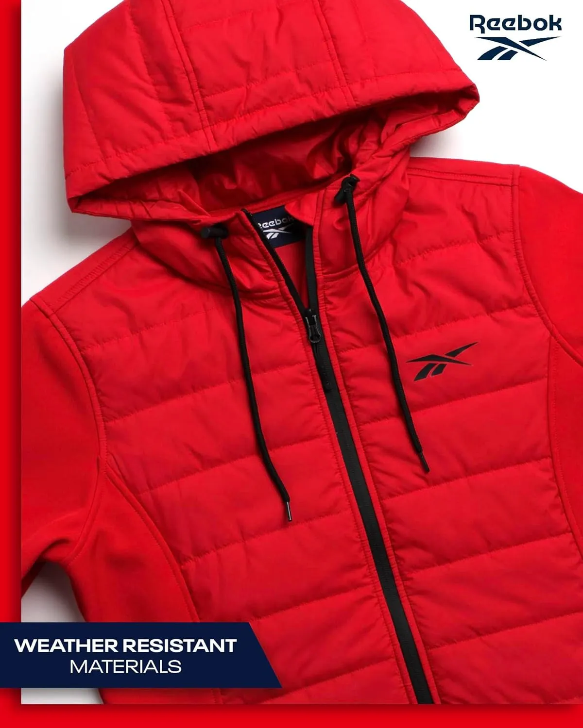 Reebok Women's Jacket - Lightweight Quilted Puffer Parka Coat with Flex Stretch Panels  Casual Jacket for Women (S-XL)