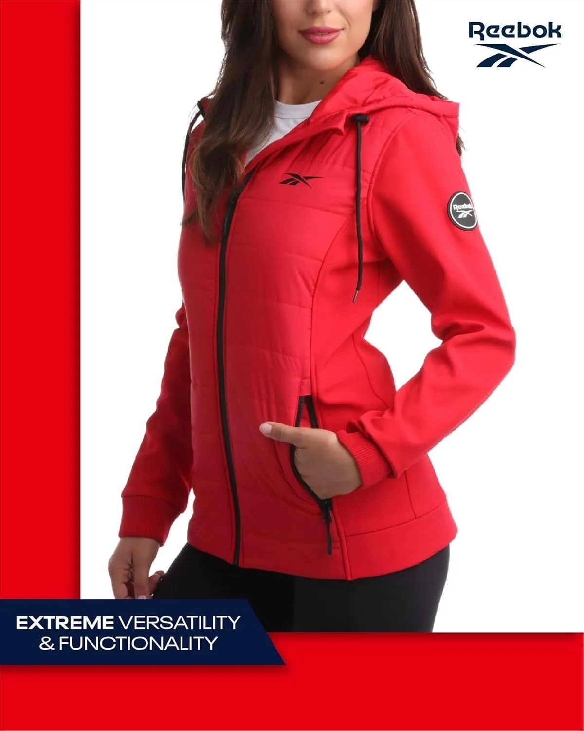 Reebok Women's Jacket - Lightweight Quilted Puffer Parka Coat with Flex Stretch Panels  Casual Jacket for Women (S-XL)