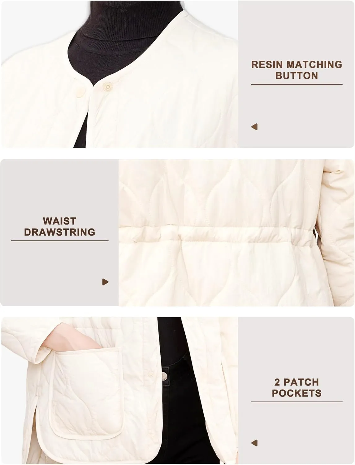 ROYAL MATRIX Women's Quilted Jacket Lightweight and Padded Trendy Coat Button Down Jacket with Pockets