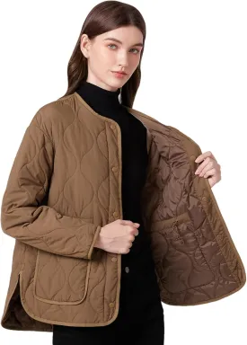 ROYAL MATRIX Women's Quilted Jacket Lightweight and Padded Trendy Coat Button Down Jacket with Pockets