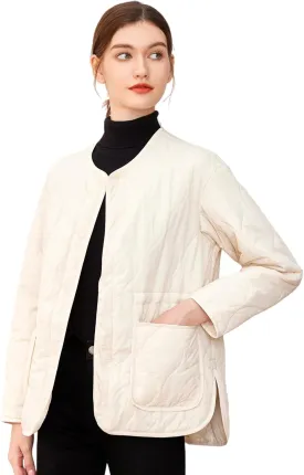 ROYAL MATRIX Women's Quilted Jacket Lightweight and Padded Trendy Coat Button Down Jacket with Pockets