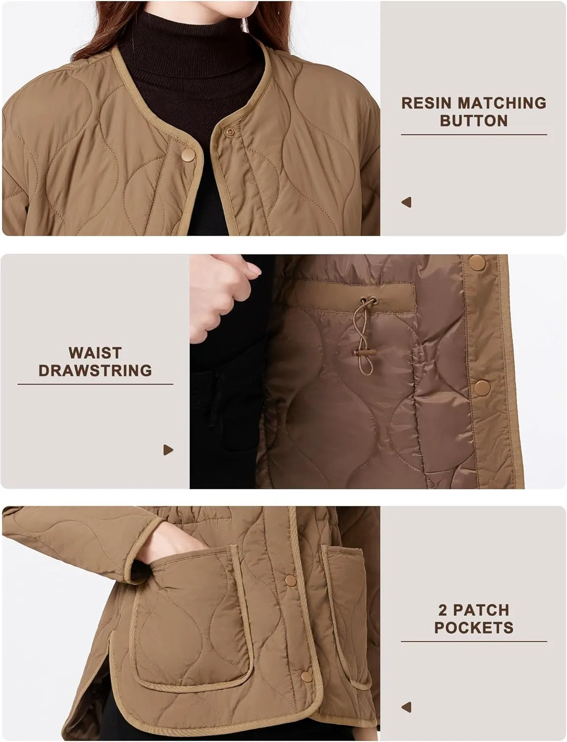 ROYAL MATRIX Women's Quilted Jacket Lightweight and Padded Trendy Coat Button Down Jacket with Pockets
